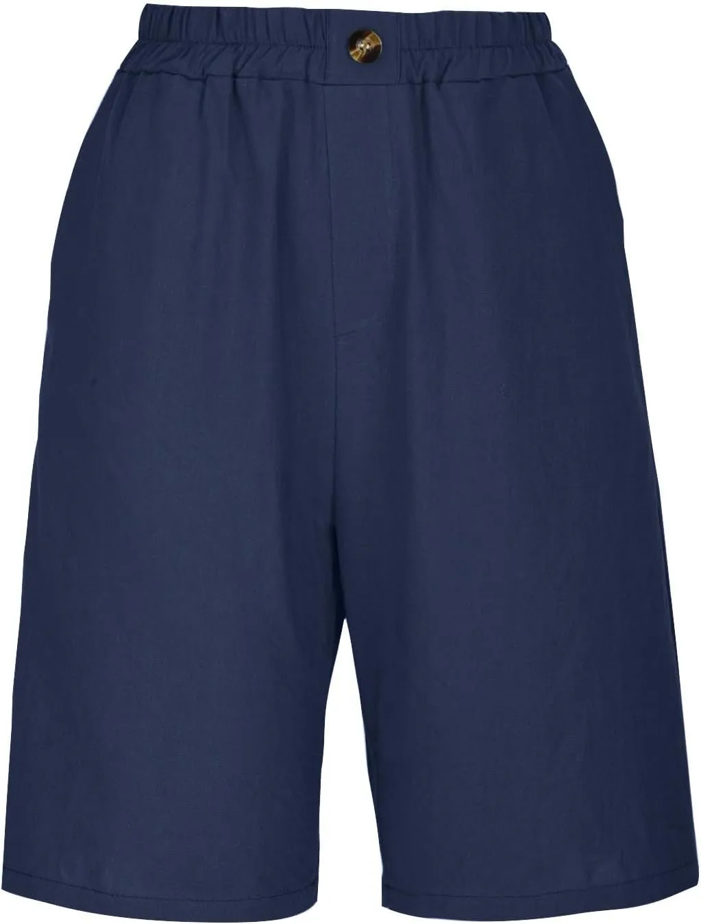 Linen Shorts for Women Wide Leg Knee Length Summer Casual Long Shorts High Waisted Bermuda Shorts with Pocket