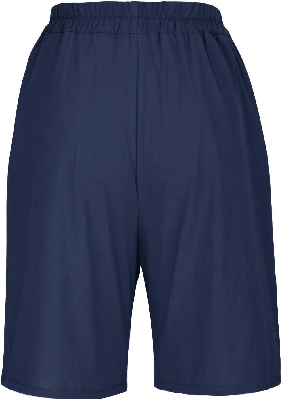 Linen Shorts for Women Wide Leg Knee Length Summer Casual Long Shorts High Waisted Bermuda Shorts with Pocket