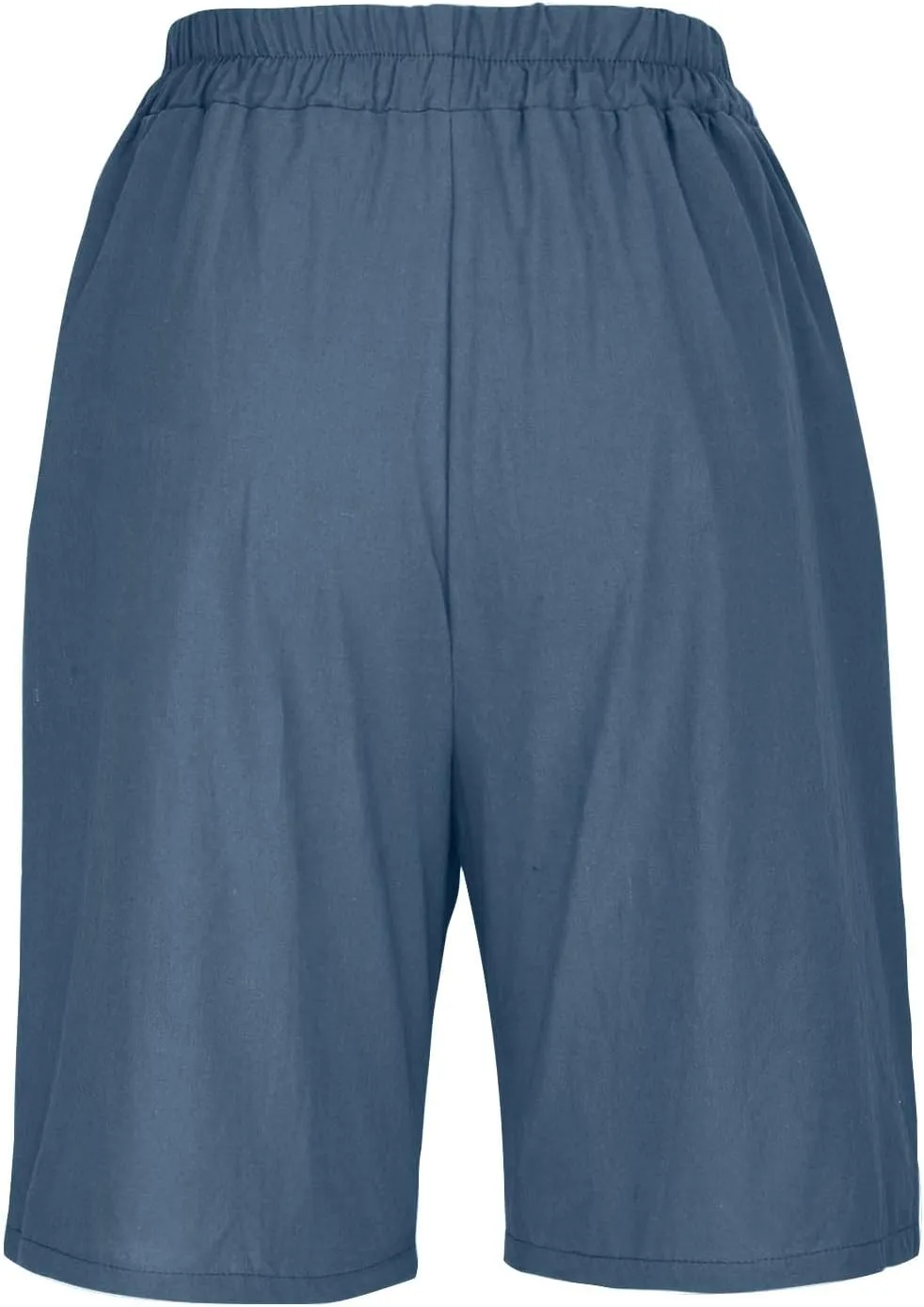 Linen Shorts for Women Wide Leg Knee Length Summer Casual Long Shorts High Waisted Bermuda Shorts with Pocket