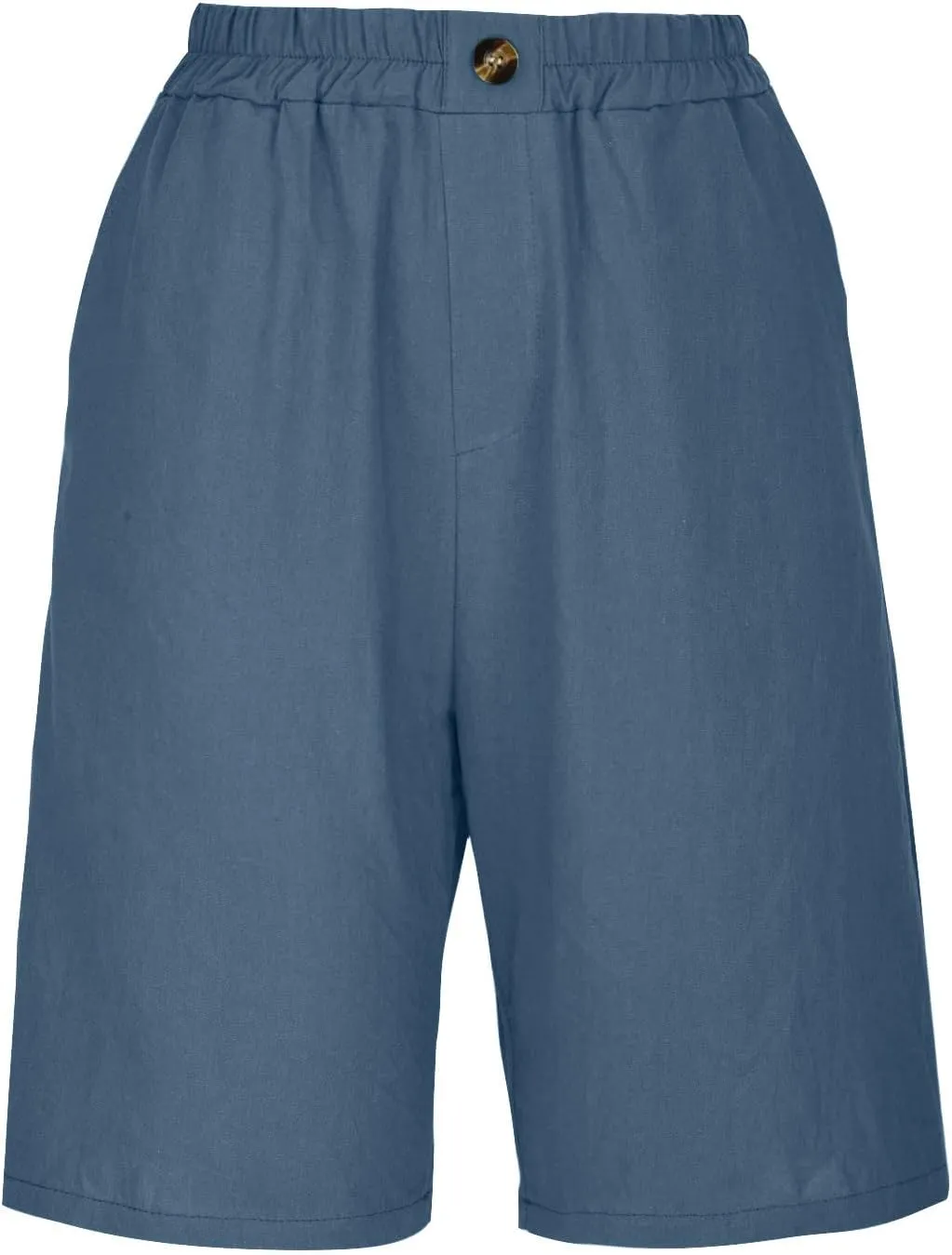 Linen Shorts for Women Wide Leg Knee Length Summer Casual Long Shorts High Waisted Bermuda Shorts with Pocket