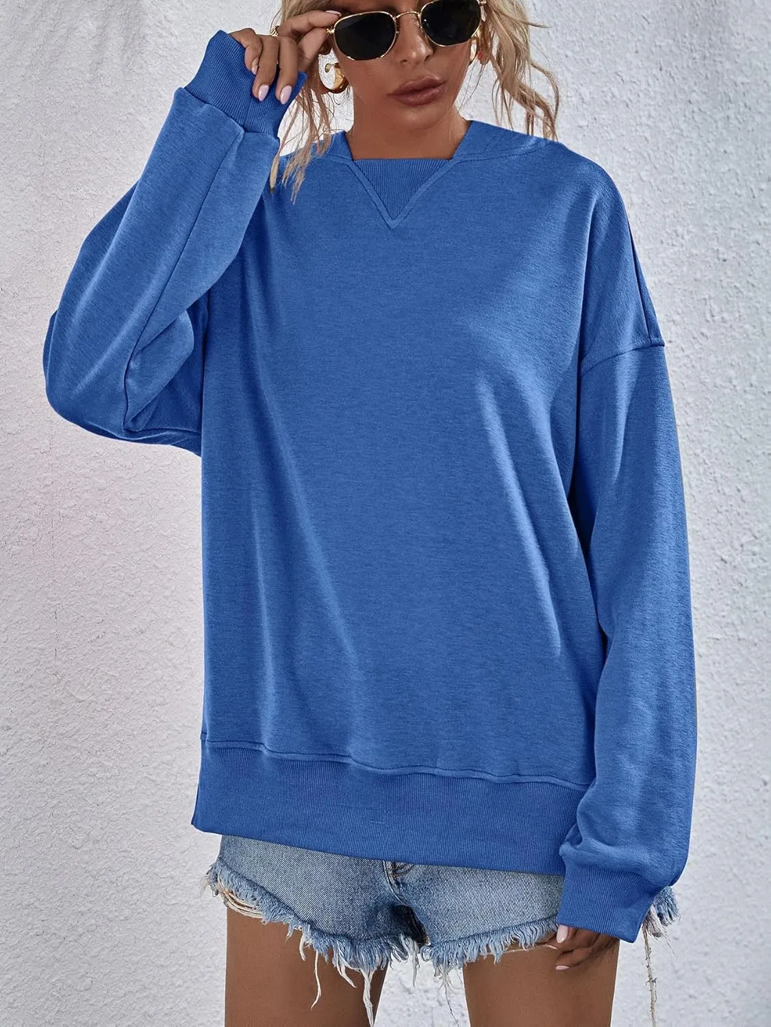 LOFAAC Women Oversized Fleece Slouchy Hoodies Sweatshirts Y2K Casual Long Sleeve Drop Shoulder Fall Pullover Sweater Top