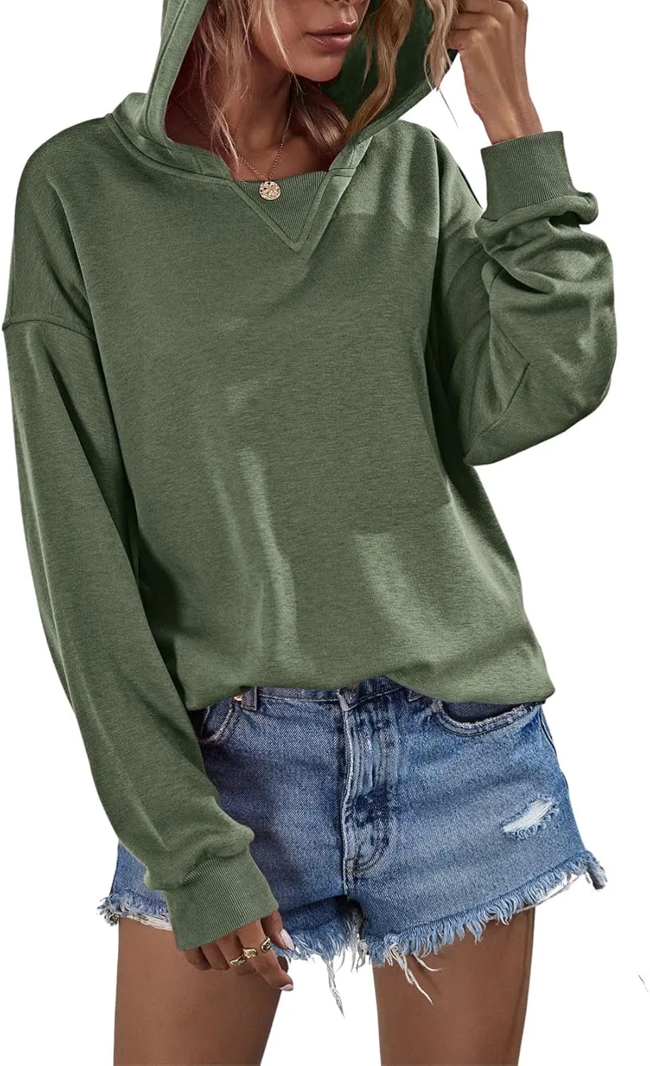 LOFAAC Women Oversized Fleece Slouchy Hoodies Sweatshirts Y2K Casual Long Sleeve Drop Shoulder Fall Pullover Sweater Top