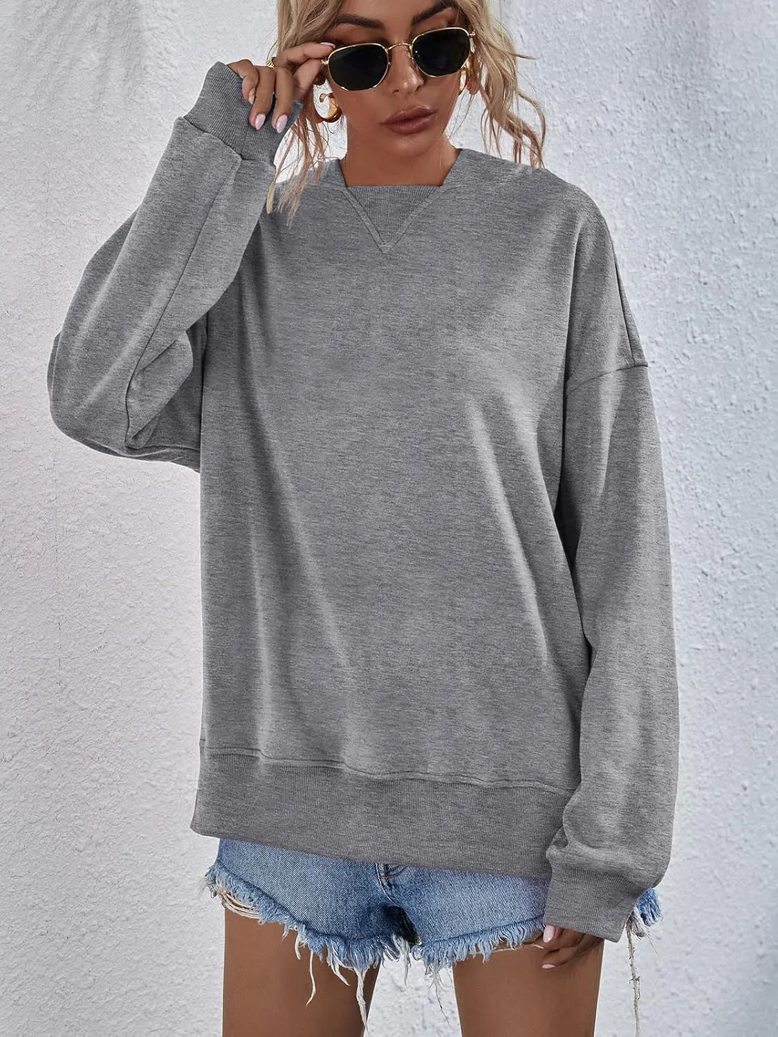 LOFAAC Women Oversized Fleece Slouchy Hoodies Sweatshirts Y2K Casual Long Sleeve Drop Shoulder Fall Pullover Sweater Top