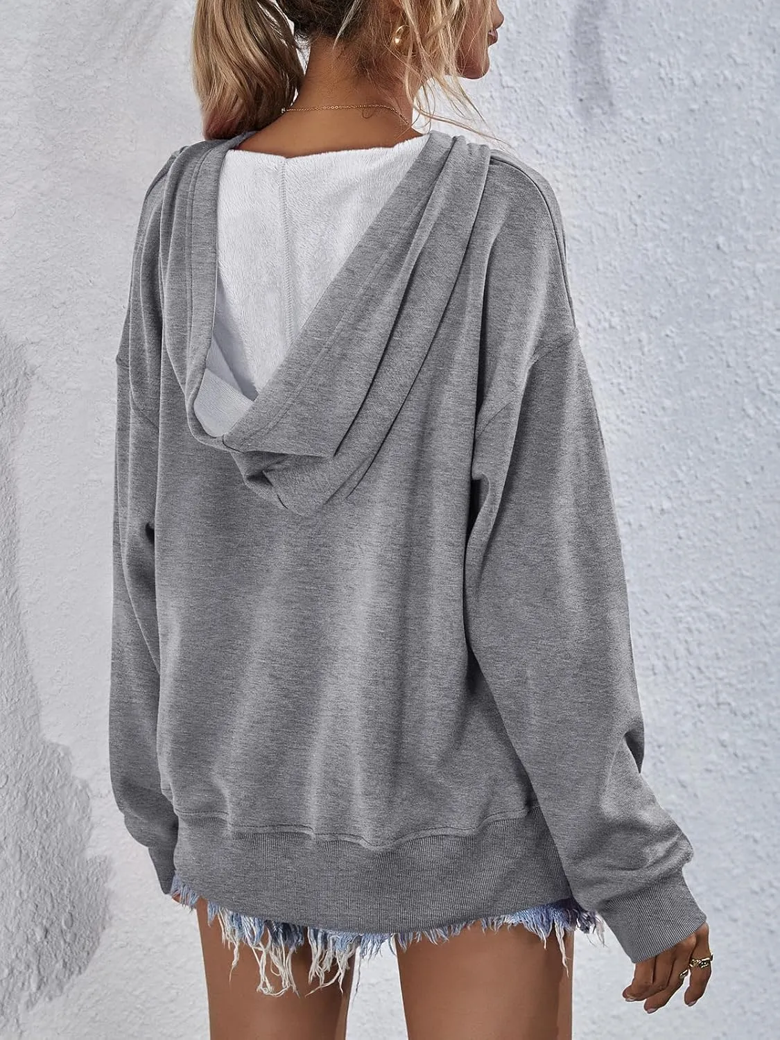 LOFAAC Women Oversized Fleece Slouchy Hoodies Sweatshirts Y2K Casual Long Sleeve Drop Shoulder Fall Pullover Sweater Top
