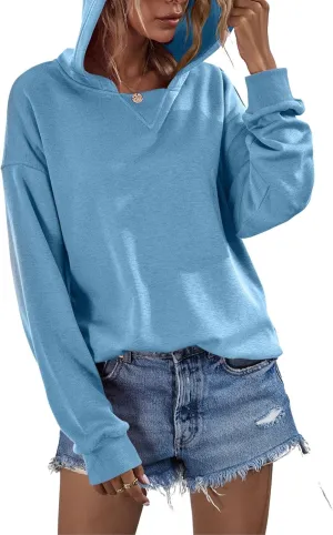 LOFAAC Women Oversized Fleece Slouchy Hoodies Sweatshirts Y2K Casual Long Sleeve Drop Shoulder Fall Pullover Sweater Top
