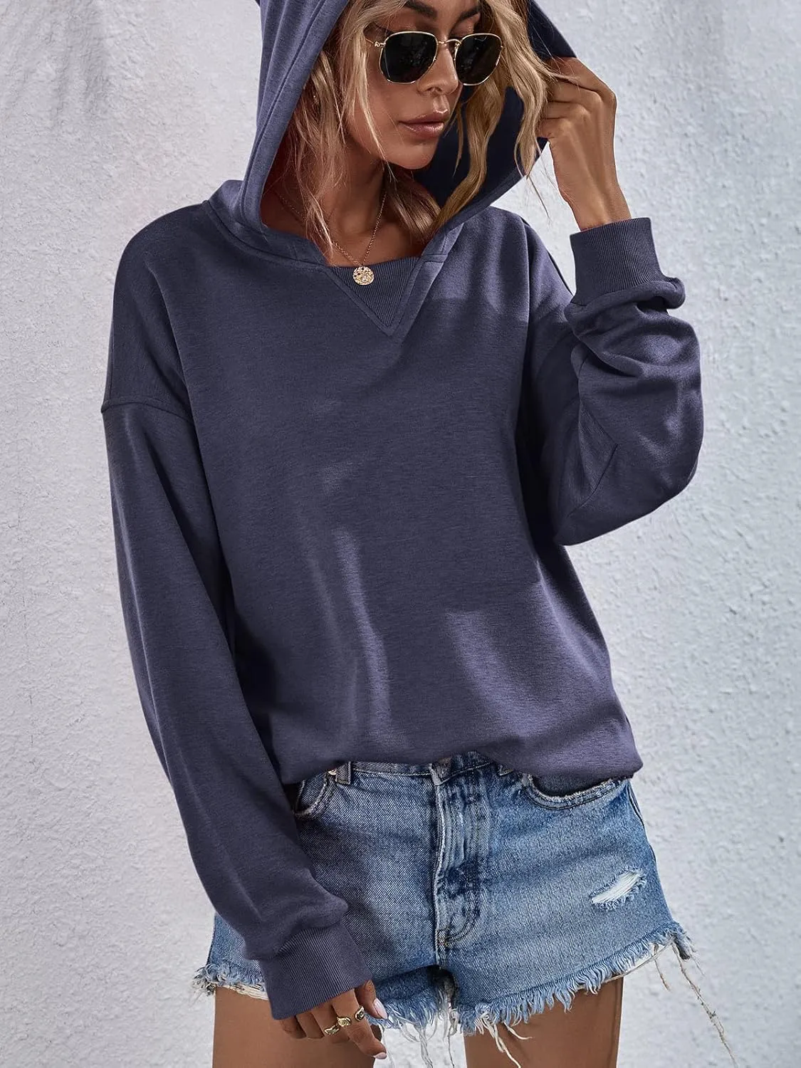 LOFAAC Women Oversized Fleece Slouchy Hoodies Sweatshirts Y2K Casual Long Sleeve Drop Shoulder Fall Pullover Sweater Top