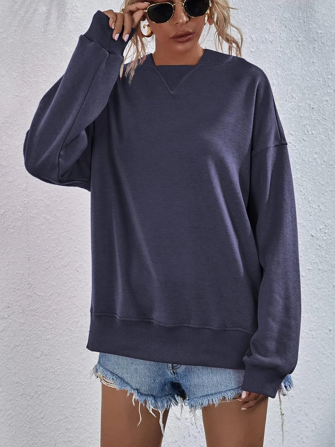 LOFAAC Women Oversized Fleece Slouchy Hoodies Sweatshirts Y2K Casual Long Sleeve Drop Shoulder Fall Pullover Sweater Top