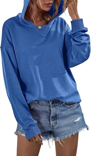 LOFAAC Women Oversized Fleece Slouchy Hoodies Sweatshirts Y2K Casual Long Sleeve Drop Shoulder Fall Pullover Sweater Top