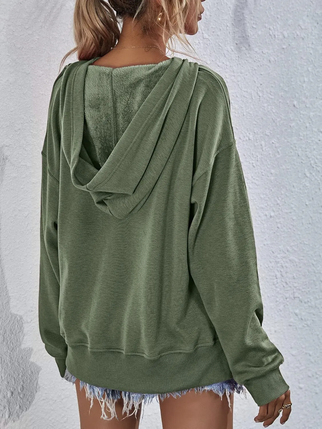 LOFAAC Women Oversized Fleece Slouchy Hoodies Sweatshirts Y2K Casual Long Sleeve Drop Shoulder Fall Pullover Sweater Top