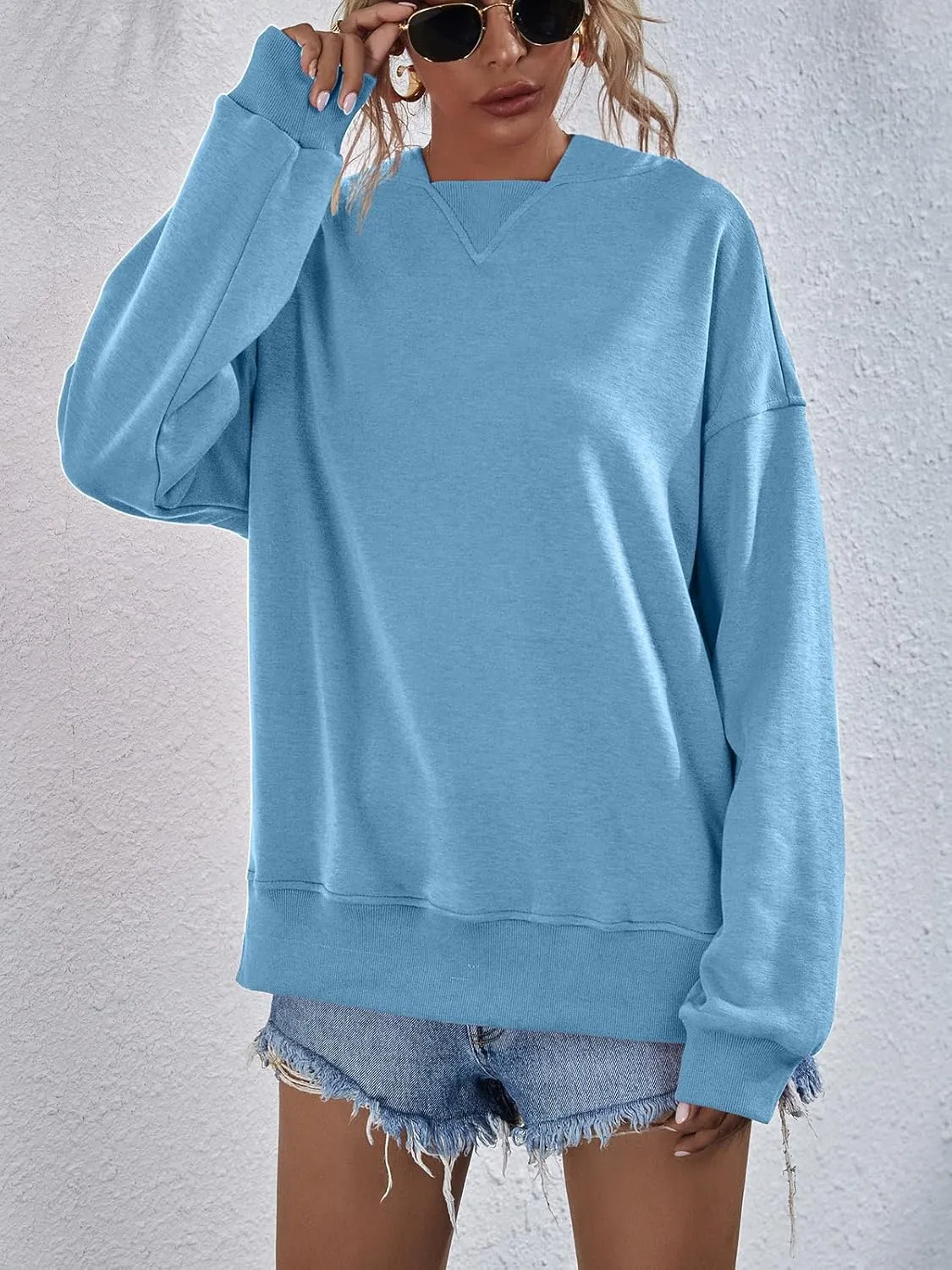 LOFAAC Women Oversized Fleece Slouchy Hoodies Sweatshirts Y2K Casual Long Sleeve Drop Shoulder Fall Pullover Sweater Top