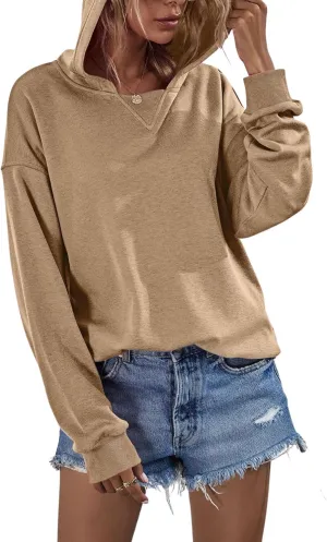 LOFAAC Women Oversized Fleece Slouchy Hoodies Sweatshirts Y2K Casual Long Sleeve Drop Shoulder Fall Pullover Sweater Top