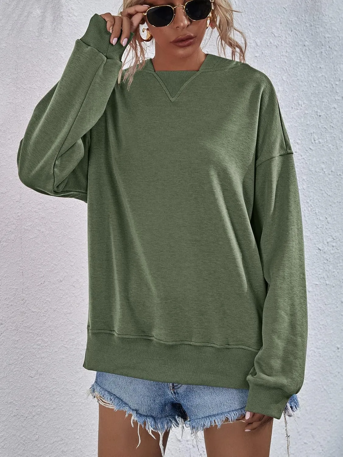 LOFAAC Women Oversized Fleece Slouchy Hoodies Sweatshirts Y2K Casual Long Sleeve Drop Shoulder Fall Pullover Sweater Top