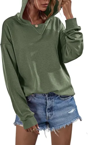 LOFAAC Women Oversized Fleece Slouchy Hoodies Sweatshirts Y2K Casual Long Sleeve Drop Shoulder Fall Pullover Sweater Top