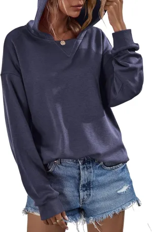 LOFAAC Women Oversized Fleece Slouchy Hoodies Sweatshirts Y2K Casual Long Sleeve Drop Shoulder Fall Pullover Sweater Top