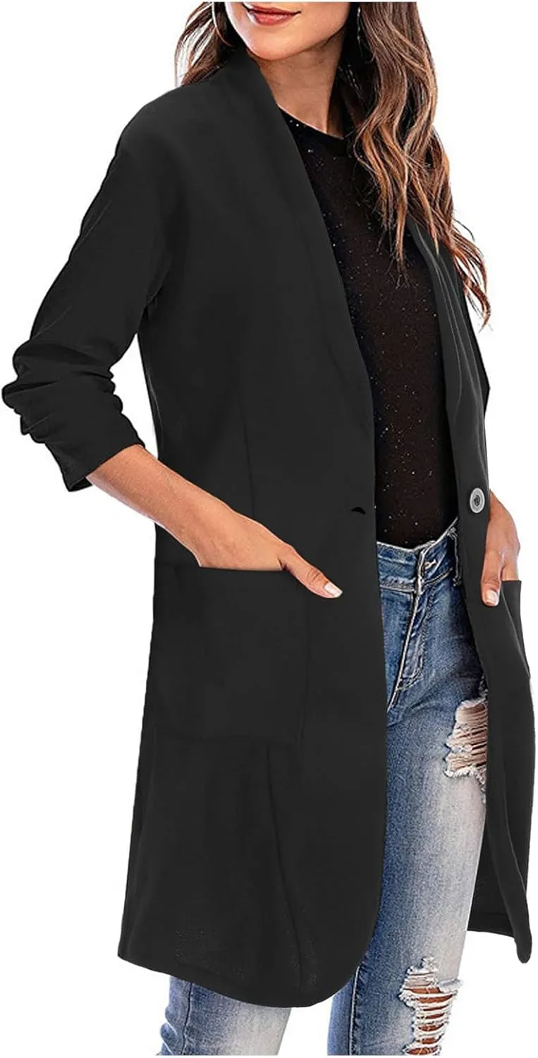 Long Overcoat Cardigan Lapel Womens Coat Slim Jacket Long Trench With Pocket Women's Long Winter Coats Women