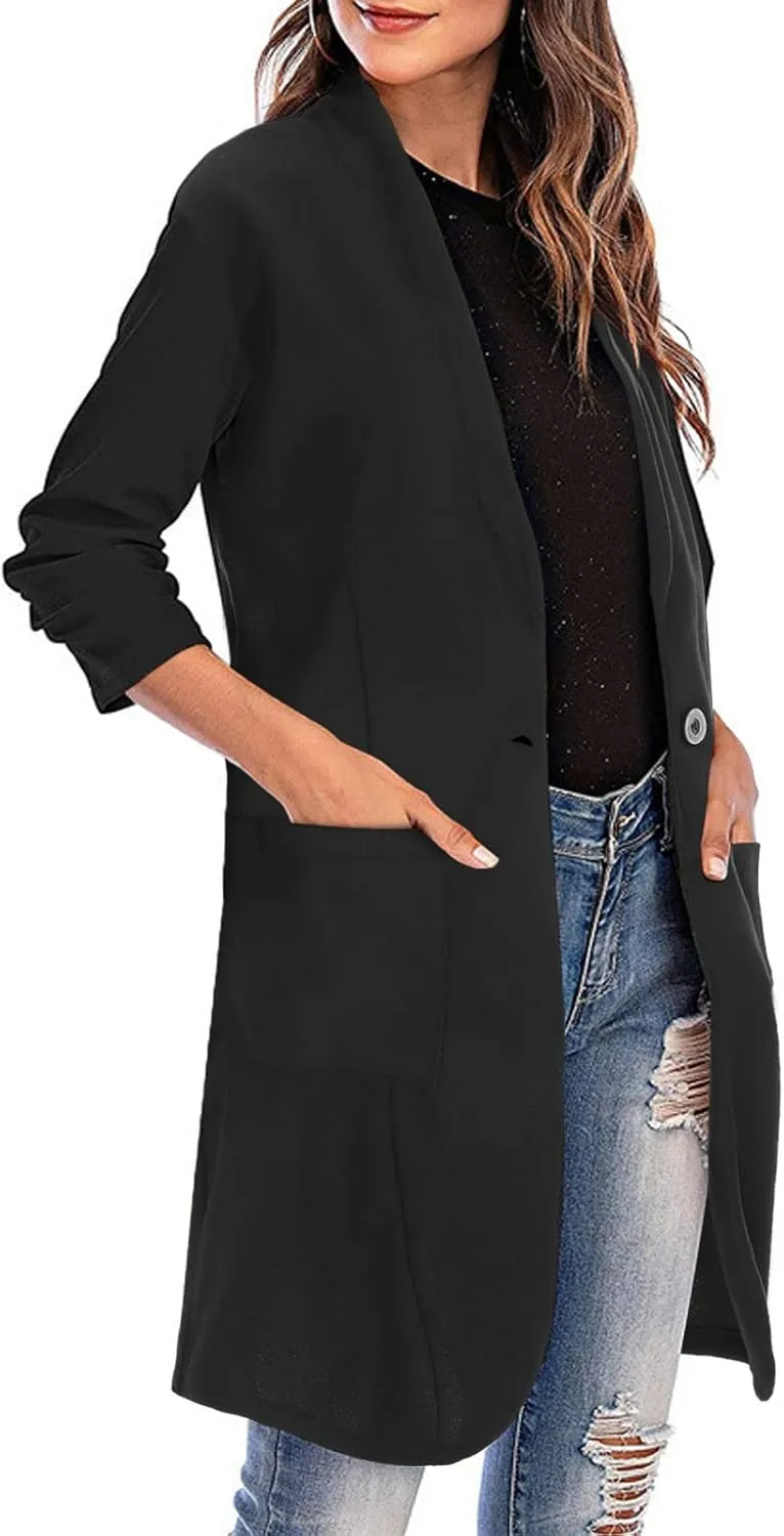 Long Overcoat Cardigan Lapel Womens Coat Slim Jacket Long Trench With Pocket Women's Long Winter Coats Women