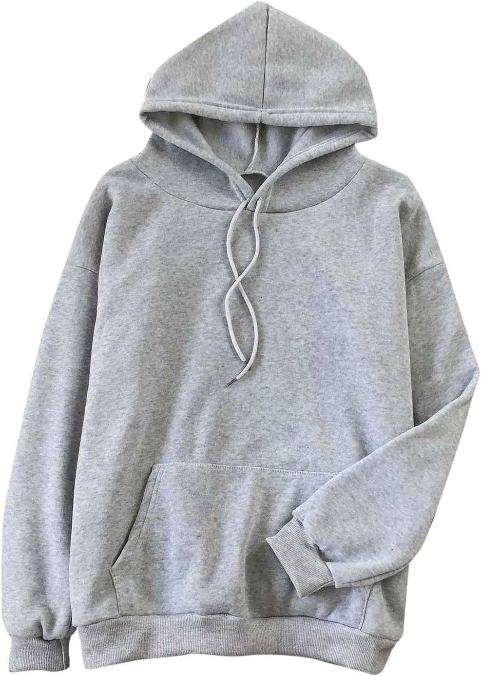 Long Sleeve Simple Hoodies for Women Slouchy Fit Casual Hooded Sweatshirt Fall Comfy Drawstring Tops with Pockets