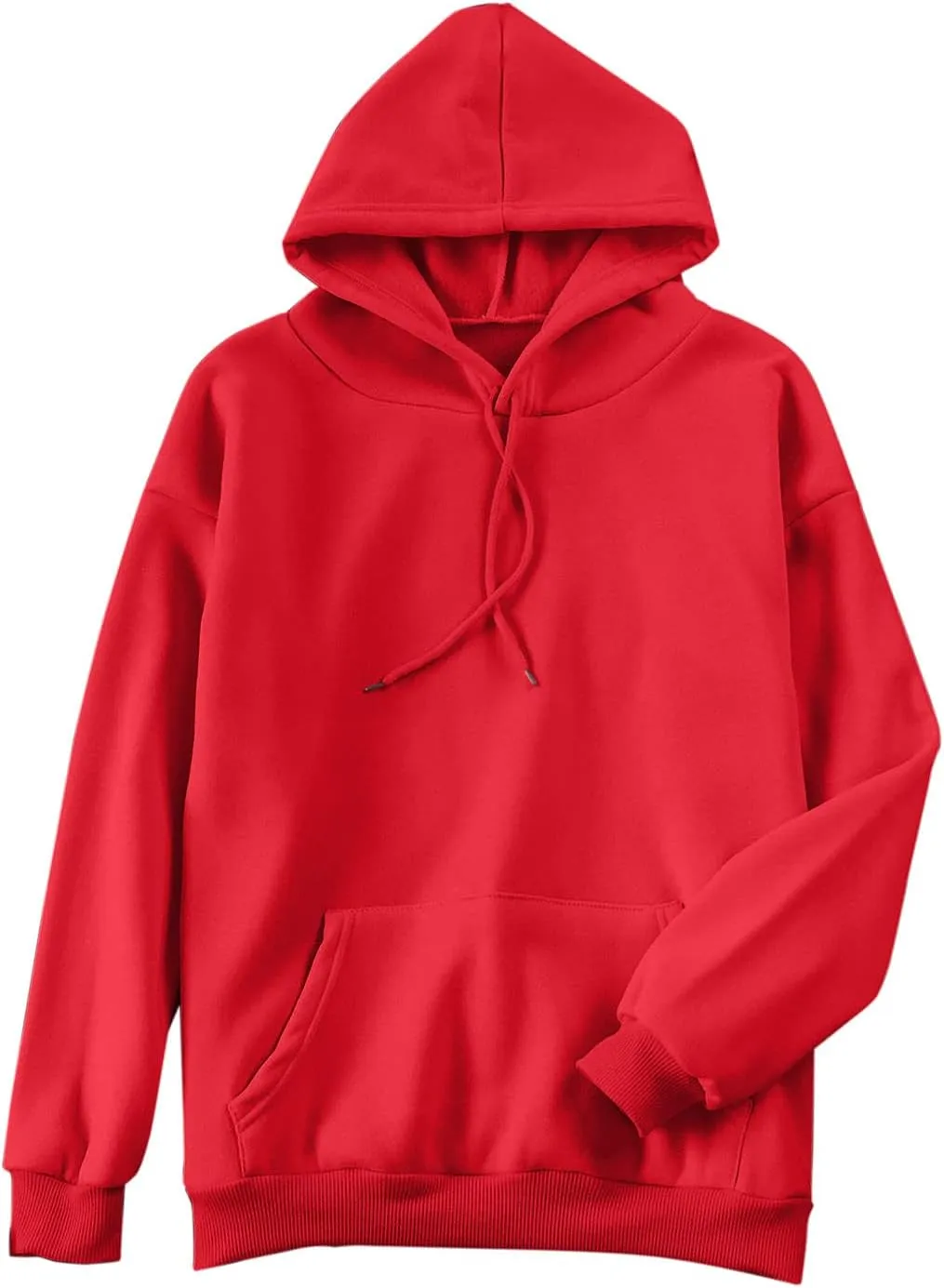 Long Sleeve Simple Hoodies for Women Slouchy Fit Casual Hooded Sweatshirt Fall Comfy Drawstring Tops with Pockets
