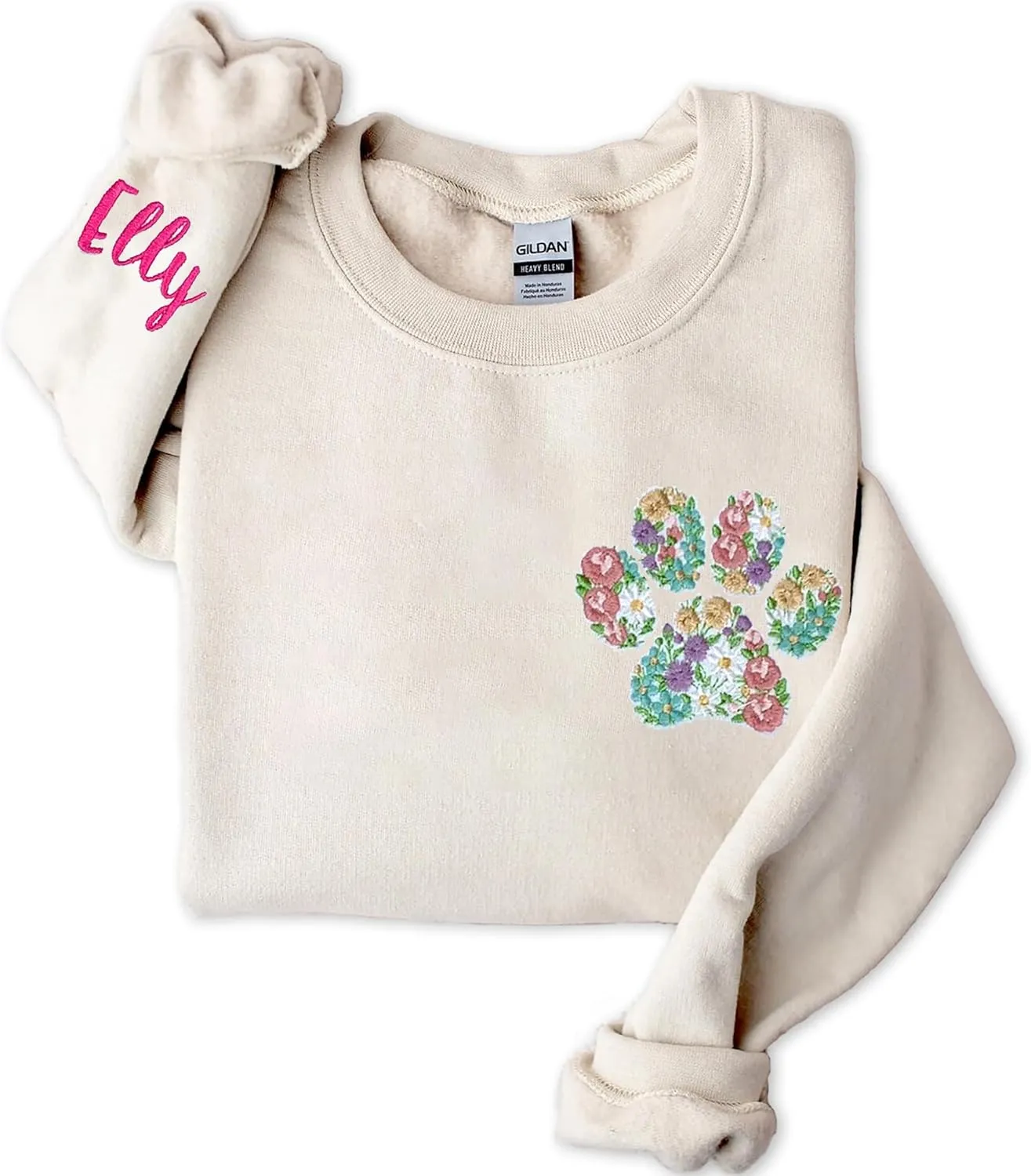 LOVELYPOD Personalized Embroidered Dog Mom Sweatshirt, Custom Embroidered Name Dog Lover Hoodie for Women
