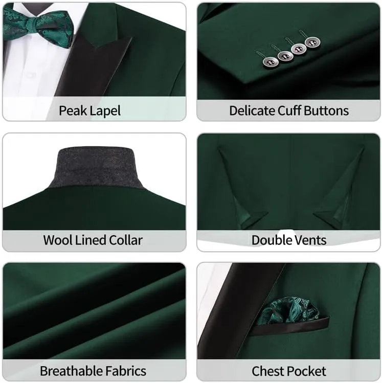MAGE MALE Men's Tuxedo Jacket Slim Fit One Button Solid Blazer Jacket for Dinner,Prom,Party