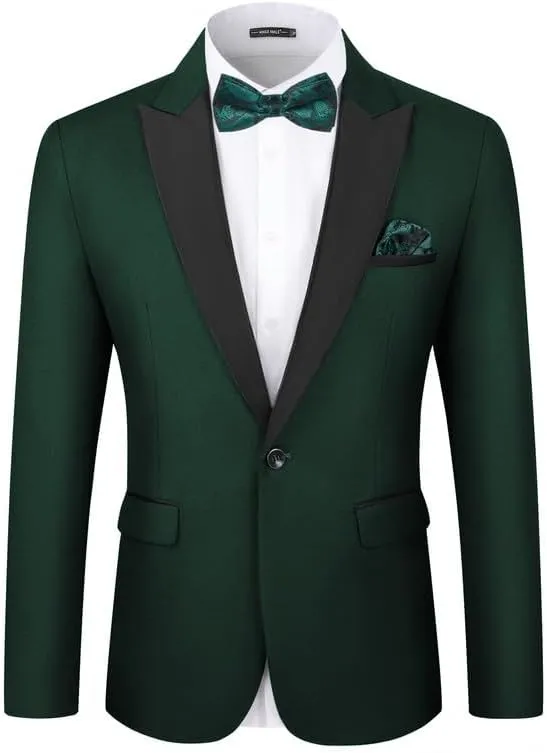 MAGE MALE Men's Tuxedo Jacket Slim Fit One Button Solid Blazer Jacket for Dinner,Prom,Party