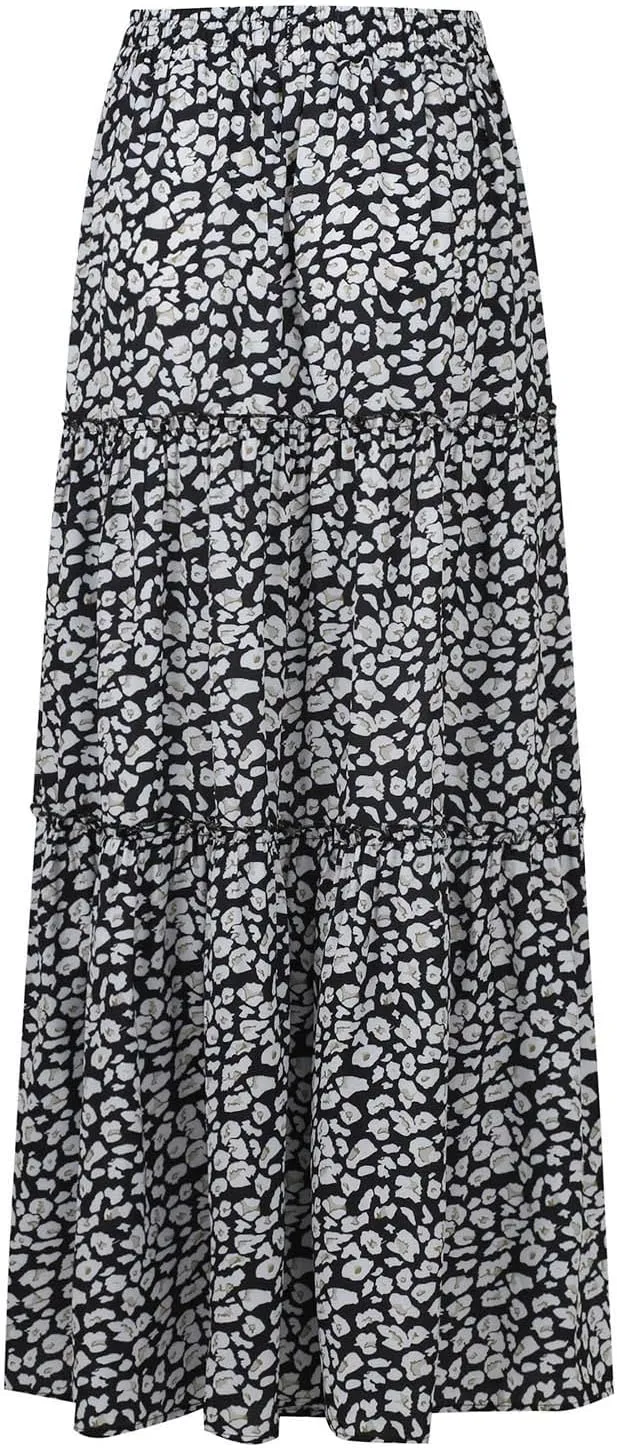 Maxi Skirt for Women 2025 Casual Summer Tiered High Waisted Skirts Pleated Aline Skirt Dressy Long Skirts with Pockets