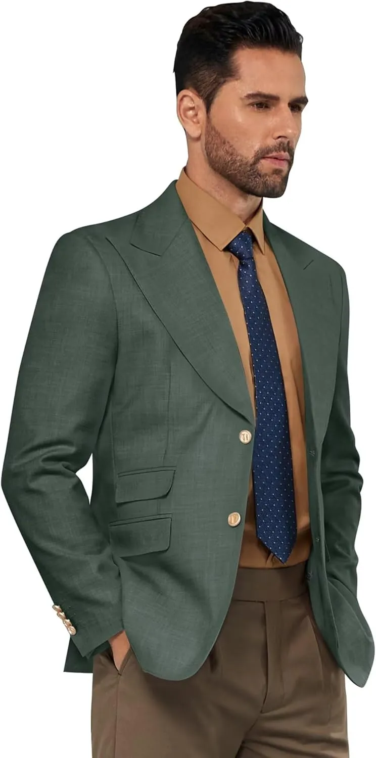 Men Blazer Slim Fit Casual Sport Coats 2 Button Formal Jackets for Men Blazers Men Peak Lapel Prom Dress Suit Tuxedo Jacket