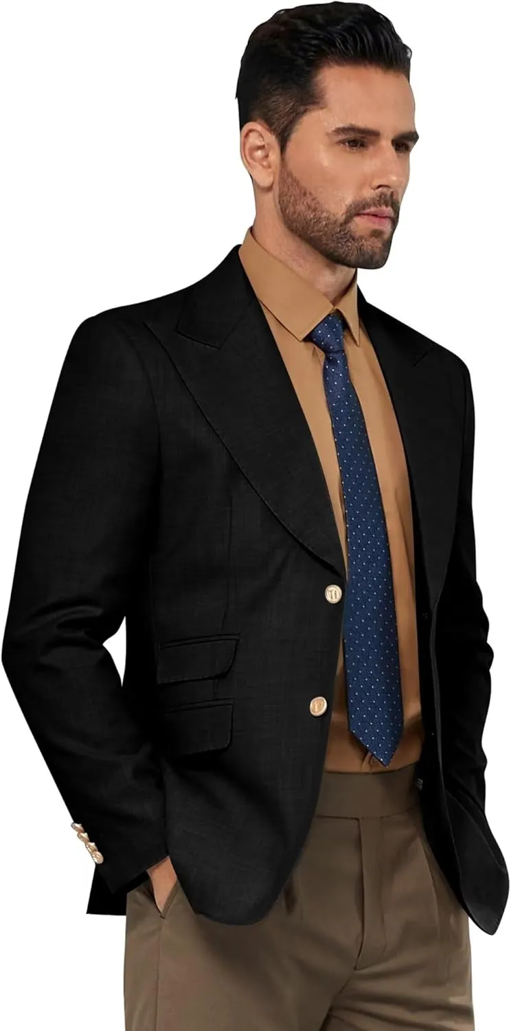 Men Blazer Slim Fit Casual Sport Coats 2 Button Formal Jackets for Men Blazers Men Peak Lapel Prom Dress Suit Tuxedo Jacket