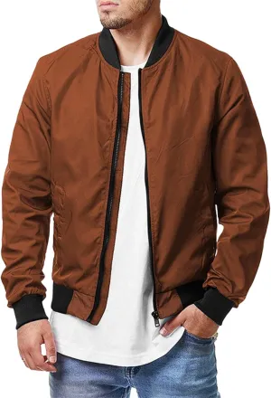 Men Bomber Jacket Spring Lightweight Windbreaker Zip Up Jackets Casual Flight Fashion Coat Outwear Outdoor Sportswear