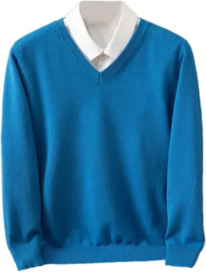 Men Thick Pullover Warm Classic V-Neck Sweater Male V Neck Long Sleeves Pullover Jumper Jersey Men's Slim Fit Sweater
