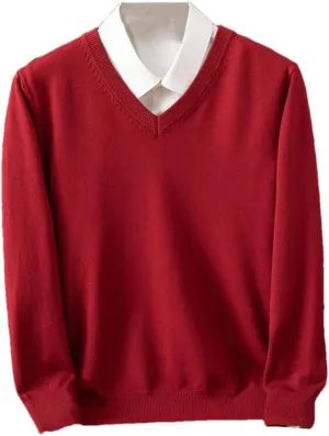 Men Thick Pullover Warm Classic V-Neck Sweater Male V Neck Long Sleeves Pullover Jumper Jersey Men's Slim Fit Sweater