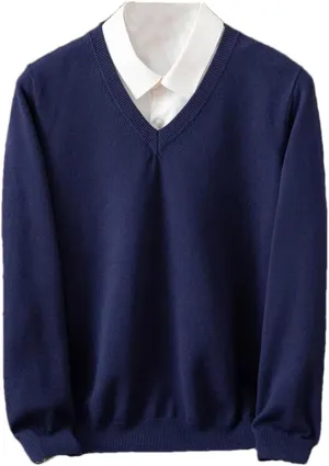 Men Thick Pullover Warm Classic V-Neck Sweater Male V Neck Long Sleeves Pullover Jumper Jersey Men's Slim Fit Sweater
