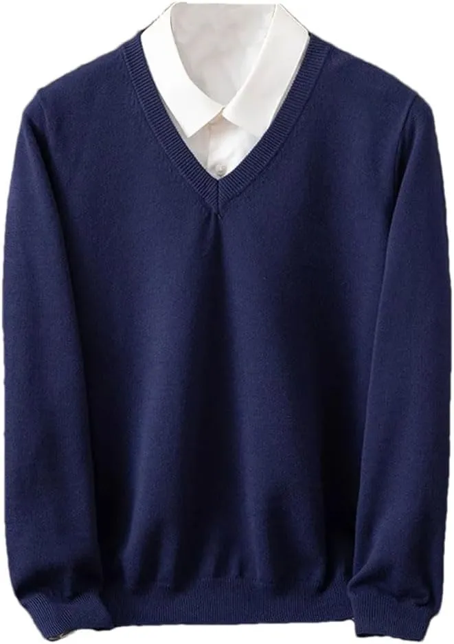 Men Thick Pullover Warm Classic V-Neck Sweater Male V Neck Long Sleeves Pullover Jumper Jersey Men's Slim Fit Sweater