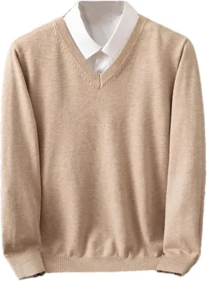 Men Thick Pullover Warm Classic V-Neck Sweater Male V Neck Long Sleeves Pullover Jumper Jersey Men's Slim Fit Sweater