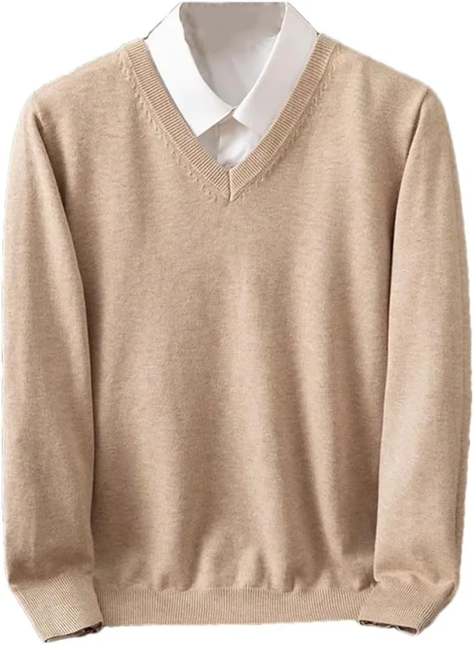 Men Thick Pullover Warm Classic V-Neck Sweater Male V Neck Long Sleeves Pullover Jumper Jersey Men's Slim Fit Sweater