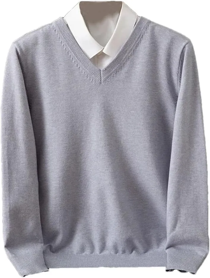 Men Thick Pullover Warm Classic V-Neck Sweater Male V Neck Long Sleeves Pullover Jumper Jersey Men's Slim Fit Sweater
