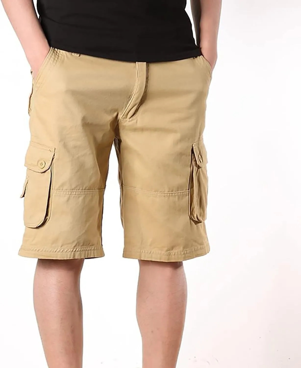 Men Workout Shorts Ultimate Comfort Linen Shorts with Pockets Causal Flat-Front Cargo Shorts Loose Tooling Shorts