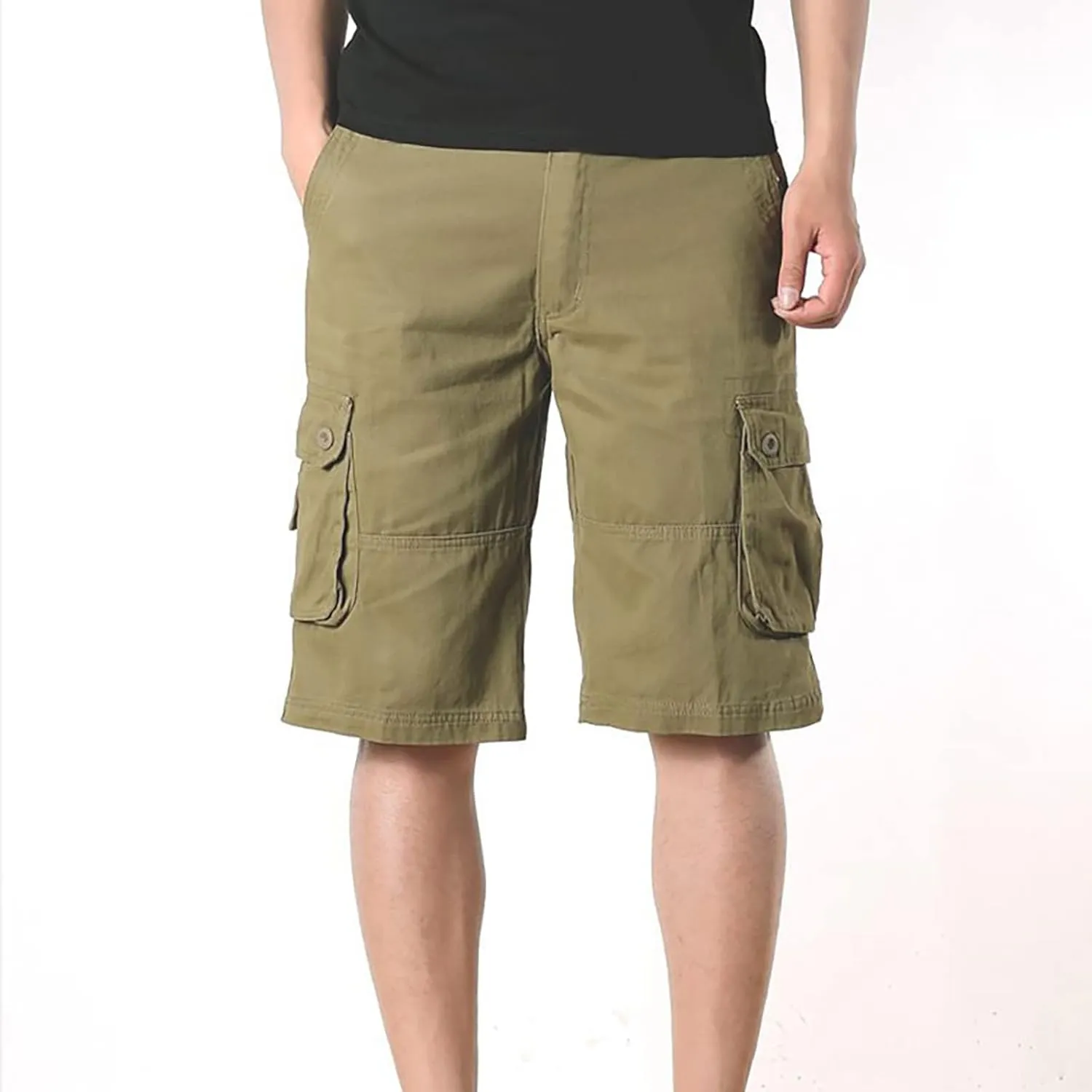 Men Workout Shorts Ultimate Comfort Linen Shorts with Pockets Causal Flat-Front Cargo Shorts Loose Tooling Shorts