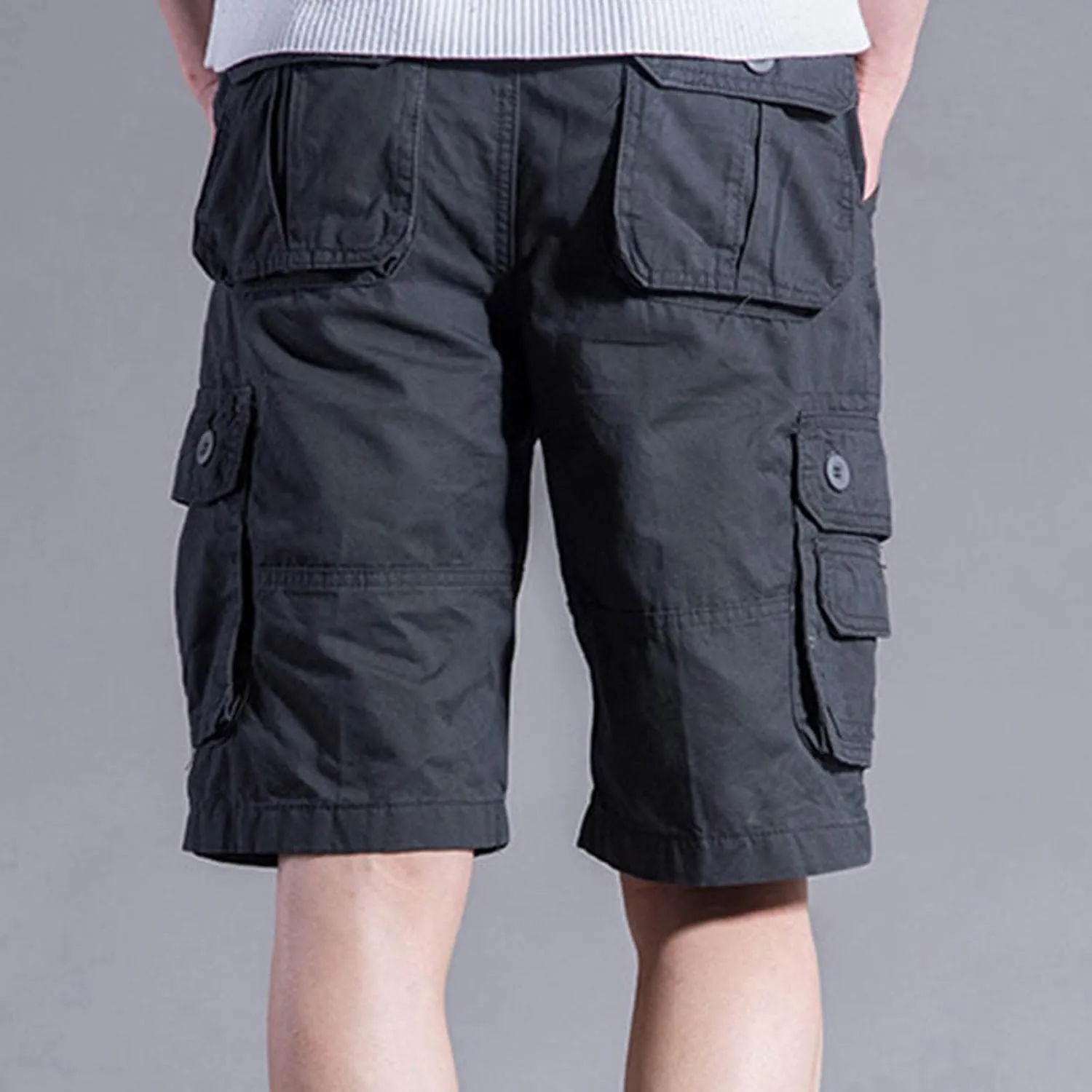 Men Workout Shorts Ultimate Comfort Linen Shorts with Pockets Causal Flat-Front Cargo Shorts Loose Tooling Shorts