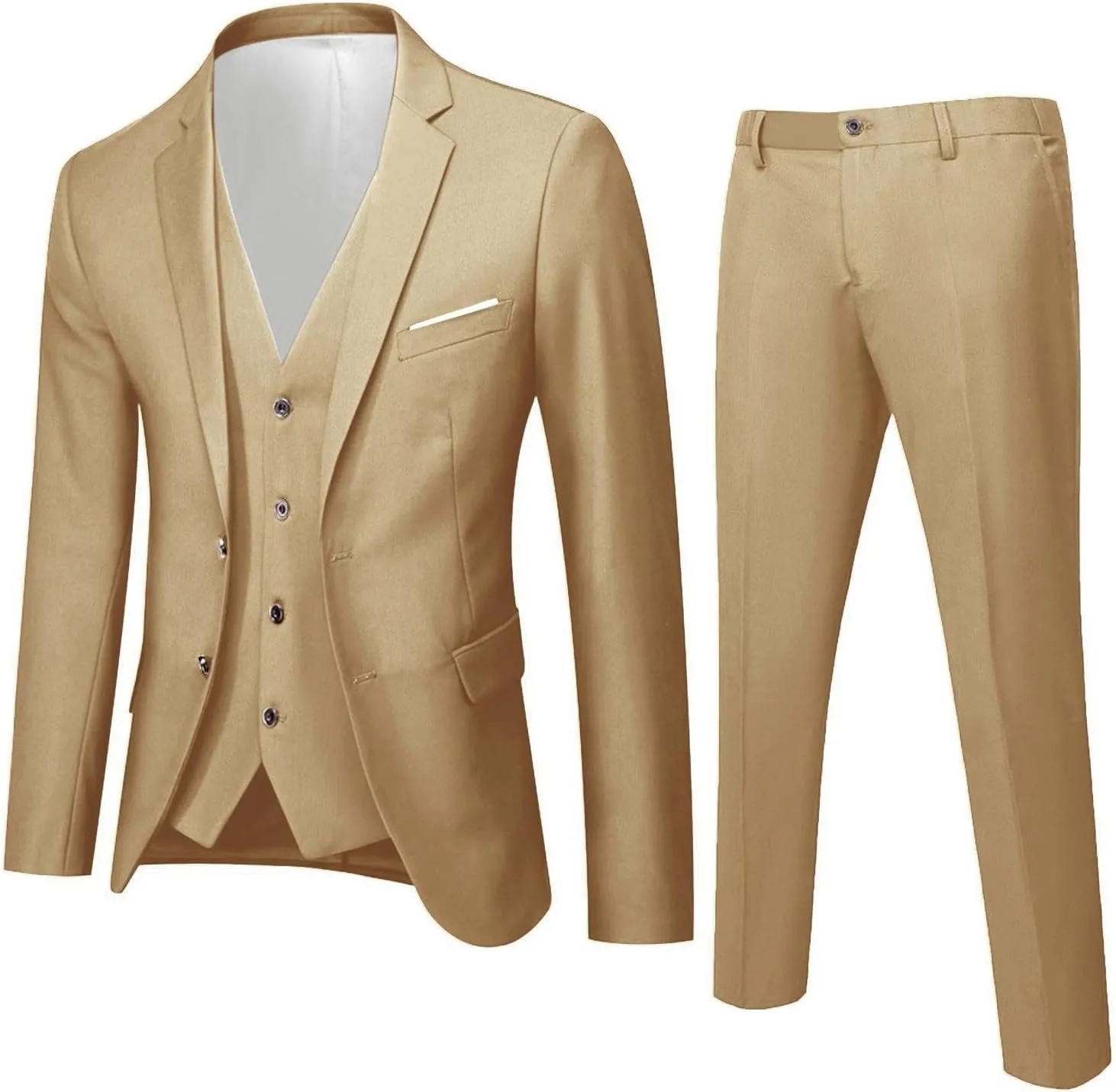 Mens 3 Piece Suit Slim Fit Solid Party Wedding Tuxedo Suits Blazer Jacket Vest Pants Set Big and Tall Suits for Men