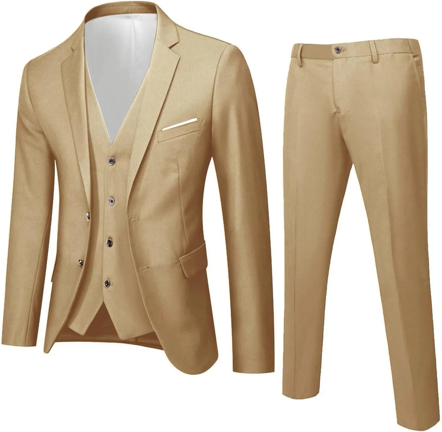 Mens 3 Piece Suit Slim Fit Solid Party Wedding Tuxedo Suits Blazer Jacket Vest Pants Set Big and Tall Suits for Men
