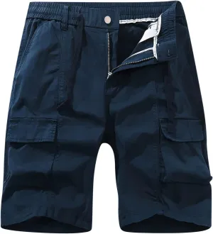 Mens 7 Inch Shorts Casual Drawstring Elastic Waist Cargo Shorts Multi Pockets Regular Big & Tall Utility Shorts