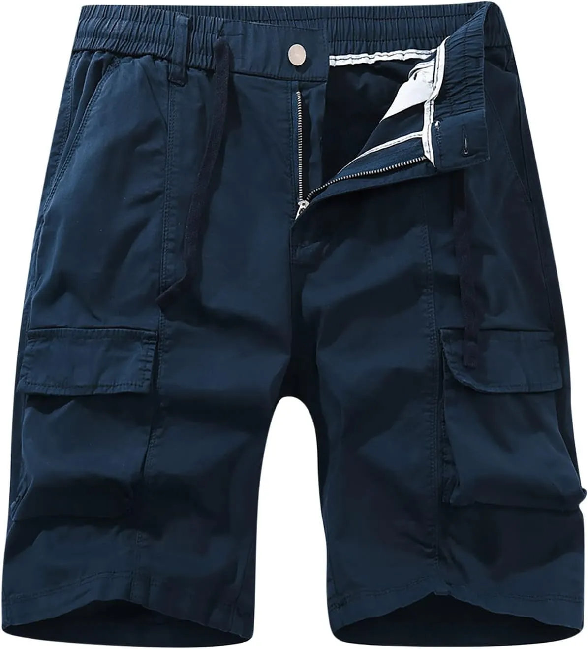 Mens 7 Inch Shorts Casual Drawstring Elastic Waist Cargo Shorts Multi Pockets Regular Big & Tall Utility Shorts