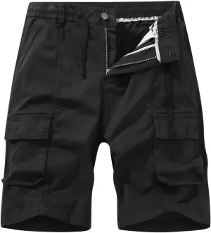 Mens 7 Inch Shorts Casual Drawstring Elastic Waist Cargo Shorts Multi Pockets Regular Big & Tall Utility Shorts