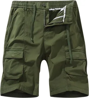 Mens 7 Inch Shorts Casual Drawstring Elastic Waist Cargo Shorts Multi Pockets Regular Big & Tall Utility Shorts