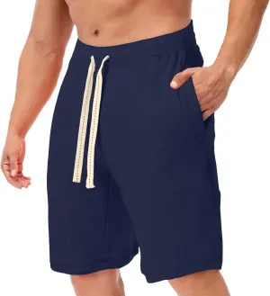 Mens Athletic Shorts Casual Drawstring Cotton Loose fit Jersey Shorts Athletic Jogger Gym Workout Lounge Sweat Shorts