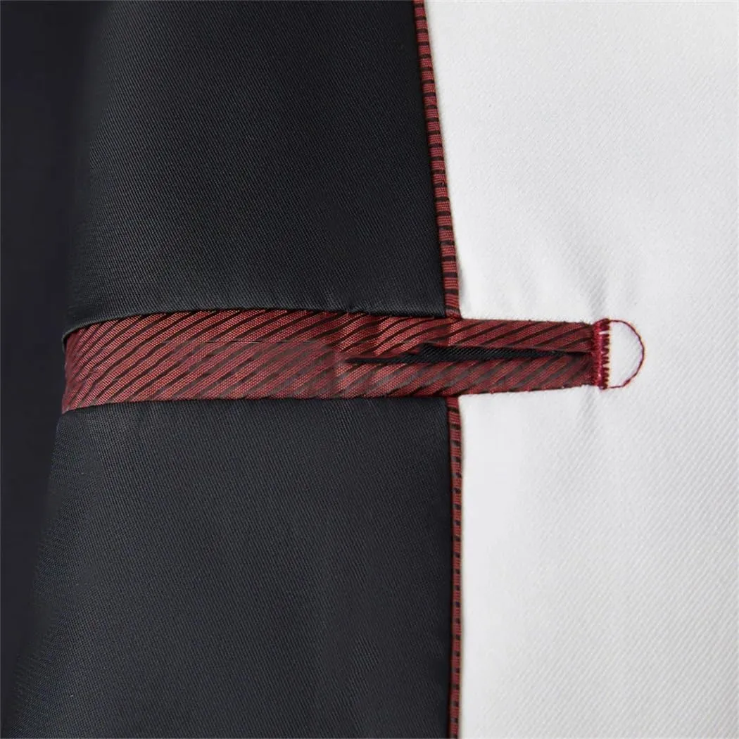 MenS Black &White Contrast Color Suit Male Party 2 Pcs Blazers Jacket Pants Sets