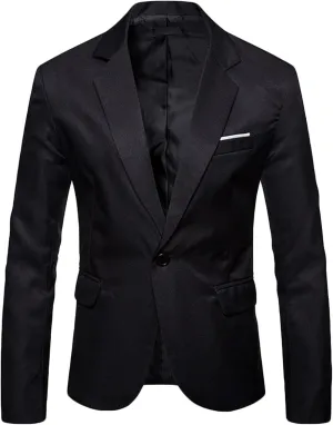 Mens Blazer Casual Slim Fit Suit Jacket One Button Lightweight Notched Lapel Business Jackets Men's Sport Coats & Blazers
