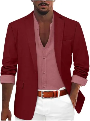 Men's Blazer Slim Fit Sport Coat, Casual Lightweight Basic Suit Jacket, Fall Jacket Two Buttons Business Texudo Jacket