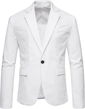 Mens Blazer Sports Coat Slim Fit One Button Solid Men's Casual Knit Suit Blazer Jackets for Business Wedding Party